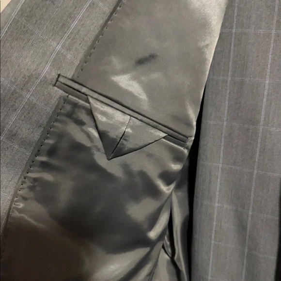 Marc New York Gray Windowpane Suit Jacket with Light Blue Lines - Picture 5 of 6